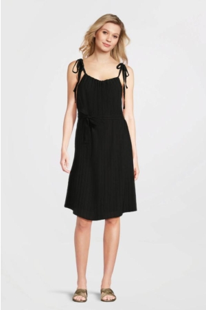 Tramontana Tramontana crinkled tie-strap dress s01-16-502 Zomerjurkjes 9000 black
