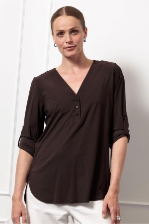 Studio Anneloes Studio Anneloes evi blouse 94842 T-shirt Lange mouw 8700 espresso