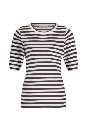 Studio Anneloes Studio Anneloes luna ssl stripe pullover 13060 Trui 1187 off white/espresso