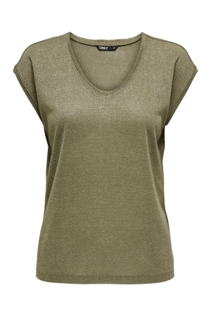 Only Only onlsilvery s/s v neck lurex top jrs noos T-shirts falcon tone in tone lurex