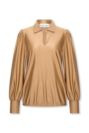 Helena Hart Helena Hart top seda glans 7673 Tops en Singlets camel