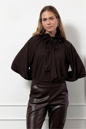 Studio Anneloes Studio Anneloes palmer ruffle blouse Blouse 8700 espresso