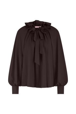 Studio Anneloes Studio Anneloes palmer ruffle blouse Blouse 8700 espresso