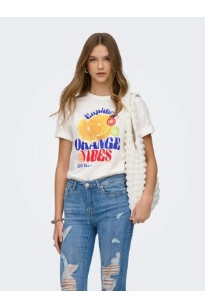 Only Only onlbolette life s/s top box cc jrs T-shirt Korte mouw 4936979 cloud dancer orange vibes
