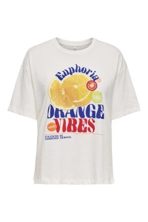 Only Only onlbolette life s/s top box cc jrs T-shirt Korte mouw 4936979 cloud dancer orange vibes