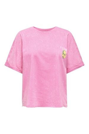 Only Only onlminna life s/s print top cs jrs T-shirt Korte mouw 4949774 wild orchid fresh lemon