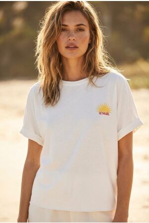 Only Only onlminna life s/s print top cs jrs T-shirt Korte mouw 4964245 cloud dancer sun 4964245 Cloud Dancer Sun