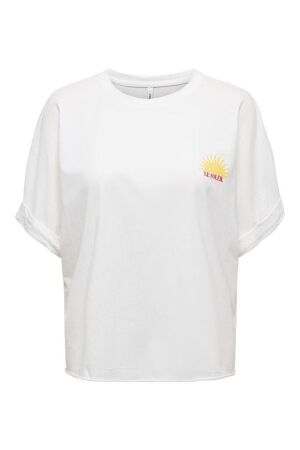 Only Only onlminna life s/s print top cs jrs T-shirt Korte mouw 4964245 cloud dancer sun