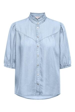 Only Only onlcharis life 2/4 frill shirt wvn cc Blouse 4977041 light blue denim 4977041 Light Blue Denim
