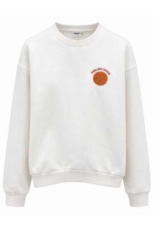 Only Only onldaze l/s o-neck terry print cs we swt Sweater 5027248 cloud dancer feeling good