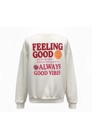 Only Only onldaze l/s o-neck terry print cs we swt Sweater 5027248 cloud dancer feeling good