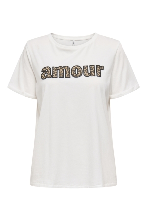 Only Only onlline life s/s o-neck print top cs jrs T-shirt Korte mouw cloud dancer amour (leo) Cloud Dancer Amour (leo)