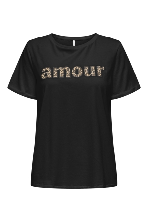 Only Only onlline life s/s o-neck print top cs jrs T-shirt Korte mouw black amour (leo) Black Amour (leo)