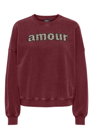 Only Only onllinda life l/s o-neck print cs swt Sweater cabernet amour (leo)