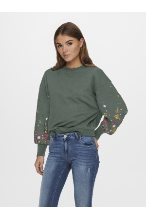 Only Only onlbrooke l/s o-neck flower swt noos Sweater balsam green