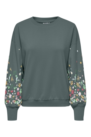 Only Only onlbrooke l/s o-neck flower swt noos Sweater balsam green