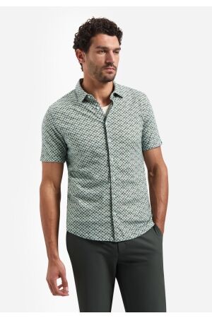 No- Excess No- Excess shirt short sleeve jersey allover printed 31440334 Overhemd 050 green