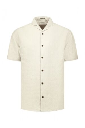 No- Excess No- Excess shirt short sleeve jacquard uni 31460333 Overhemd 045 desert
