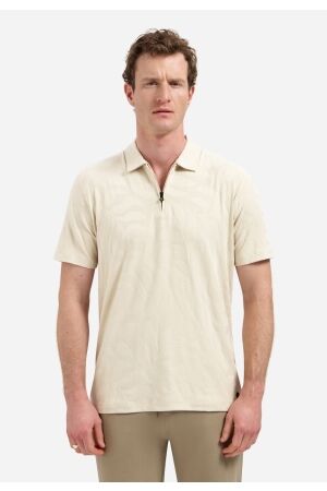 No- Excess No- Excess polo half zip short sleeve jacquard 31380312 Poloshirts 045 desert