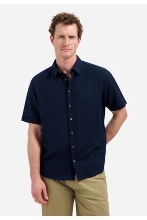 No- Excess No- Excess shirt short sleeve linen 31480321sn Overhemd 078 night