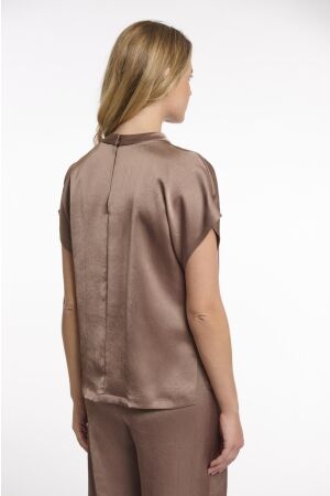 Rino & Pelle Rino & Pelle short sleeve top with high neck esai.7002622 T-shirt Korte mouw 11011 slate bark