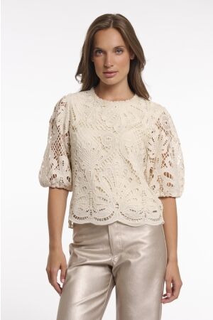 Rino & Pelle Rino & Pelle short balloon sleeve top chantalle.7002622 T-shirt Korte mouw 9030 birch