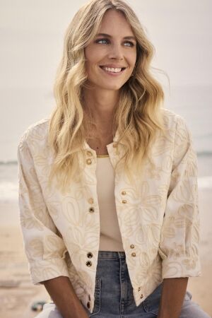 Tramontana Tramontana embroidered denim jacket c38-19-801 Spijkerjasjes 001100-offwhite