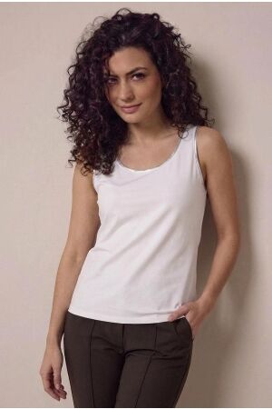 Tramontana Tramontana singlet lurex tape q11-19-401 Tops en Singlets 001100-offwhite