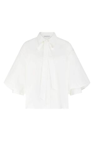 Tramontana Tramontana poplin blouse bow detail o02-19-301 Blouse 001100-offwhite