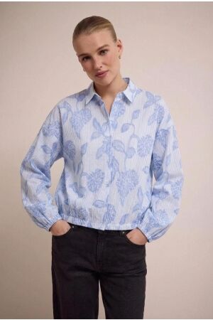 Tramontana Tramontana striped blouse flower pattern o12-19-301 Blouse 005042-breezyblue