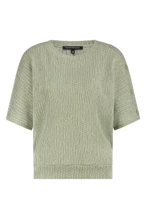 Tramontana Tramontana crinkled top button detail e02-19-401 T-shirt Korte mouw 006156-aloemelange