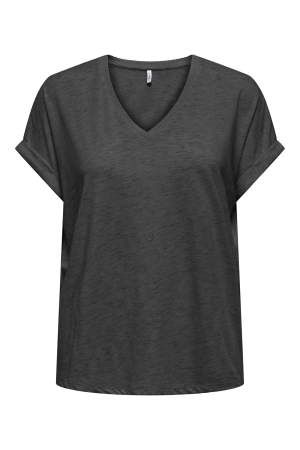 Only Only onlrina s/s v-neck glitter top cs jrs T-shirt Korte mouw dark grey melange Dark Grey Melange