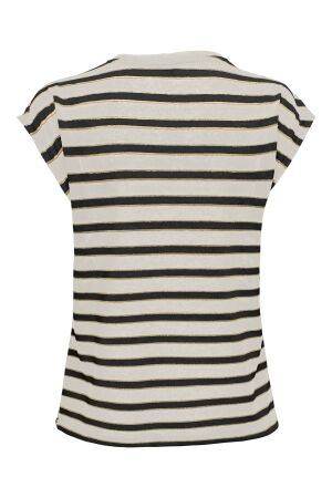 Only Only onlfine s/s v-neck shine top jrs T-shirts birch black+gold glitter