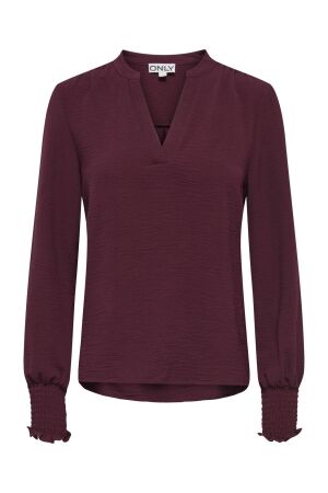 Only Only onlmette v-neck ls smock top noos wvn T-shirt Lange mouw tawny port