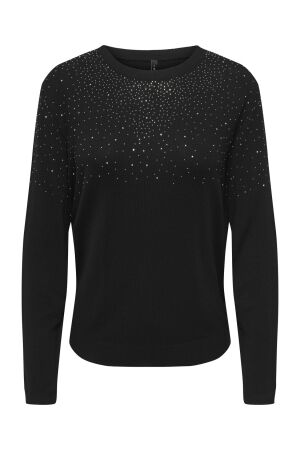 Only Only onlanabella ls bling o-neck knt Trui black w. dark silver