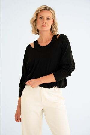 Maicazz Maicazz sabiya - top sp26.60.343 T-shirt Lange mouw black