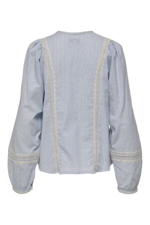 Only Only onlmonica ane life ls emb top wvn T-shirt Lange mouw 4674066 cloud dancer blue ribbon