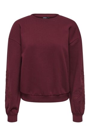 Only Only onlbrooklyn l/s embroidery box swt Sweater cabernet boho flowers