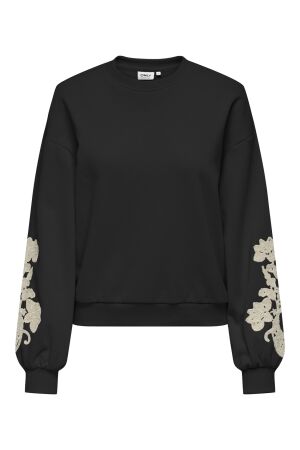 Only Only onlbrooklyn l/s embroidery box swt Sweater black boho flowers