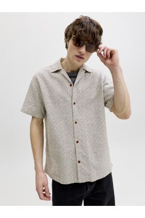 Jack & Jones Jack & Jones jprbluwinson print dobby s/s shirt ln Overhemd 4960868 moonstruck relaxfit