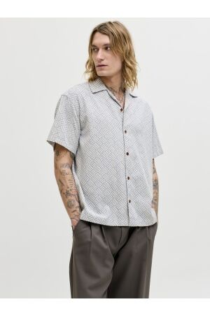 Jack & Jones Jack & Jones jprbluwinson print dobby s/s shirt ln Overhemd 4944220 ashley blue relaxfit