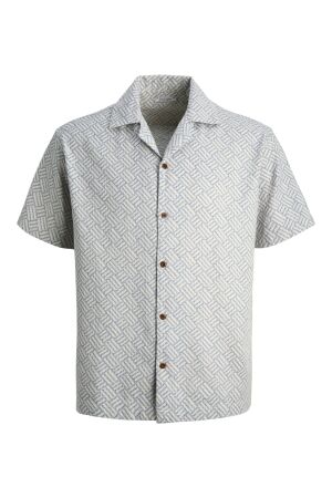 Jack & Jones Jack & Jones jprbluwinson print dobby s/s shirt ln Overhemd 4944220 ashley blue relaxfit