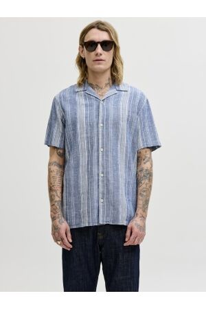 Jack & Jones Jack & Jones jprblusummer lin. blen dobby ss shirt sn Overhemd 4954486 ashley blue regular fit
