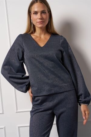 Studio Anneloes Studio Anneloes claudina sparkle top 13327 T-shirt Lange mouw 6901 dark blue/silver