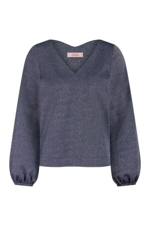 Studio Anneloes Studio Anneloes claudina sparkle top 13327 T-shirt Lange mouw 6901 dark blue/silver