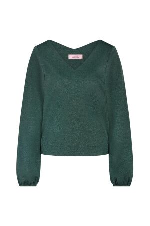 Studio Anneloes Studio Anneloes claudina sparkle top 13327 T-shirt Lange mouw 7801 bottle green/silver
