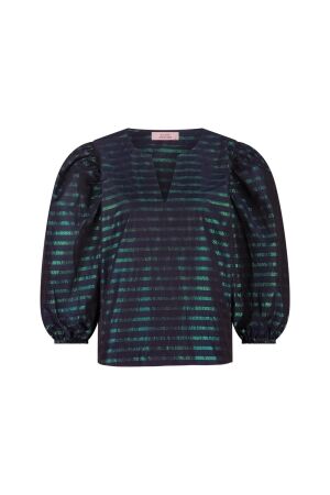 Studio Anneloes Studio Anneloes xara sparkle stripe blouse 13332 Blouse 6978 dark blue/bottle green