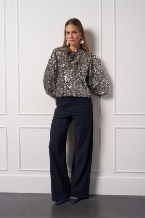 Studio Anneloes Studio Anneloes blom 2way sequins top 13335 T-shirt Lange mouw 0001 silver