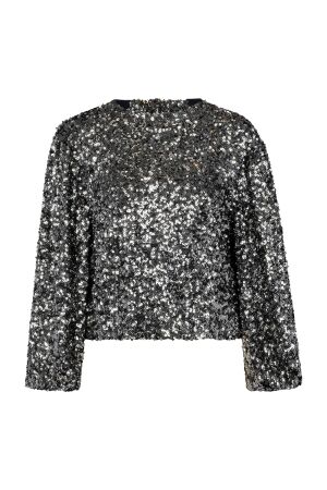 Studio Anneloes Studio Anneloes blom 2way sequins top 13335 T-shirt Lange mouw 0001 silver