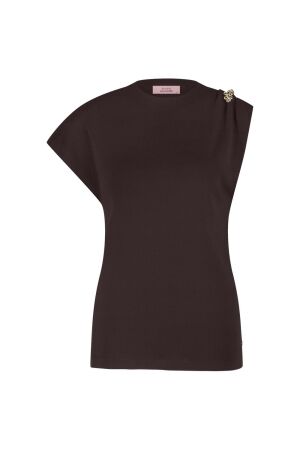 Studio Anneloes Studio Anneloes fanny button top 13344 T-shirt Korte mouw 8700 espresso